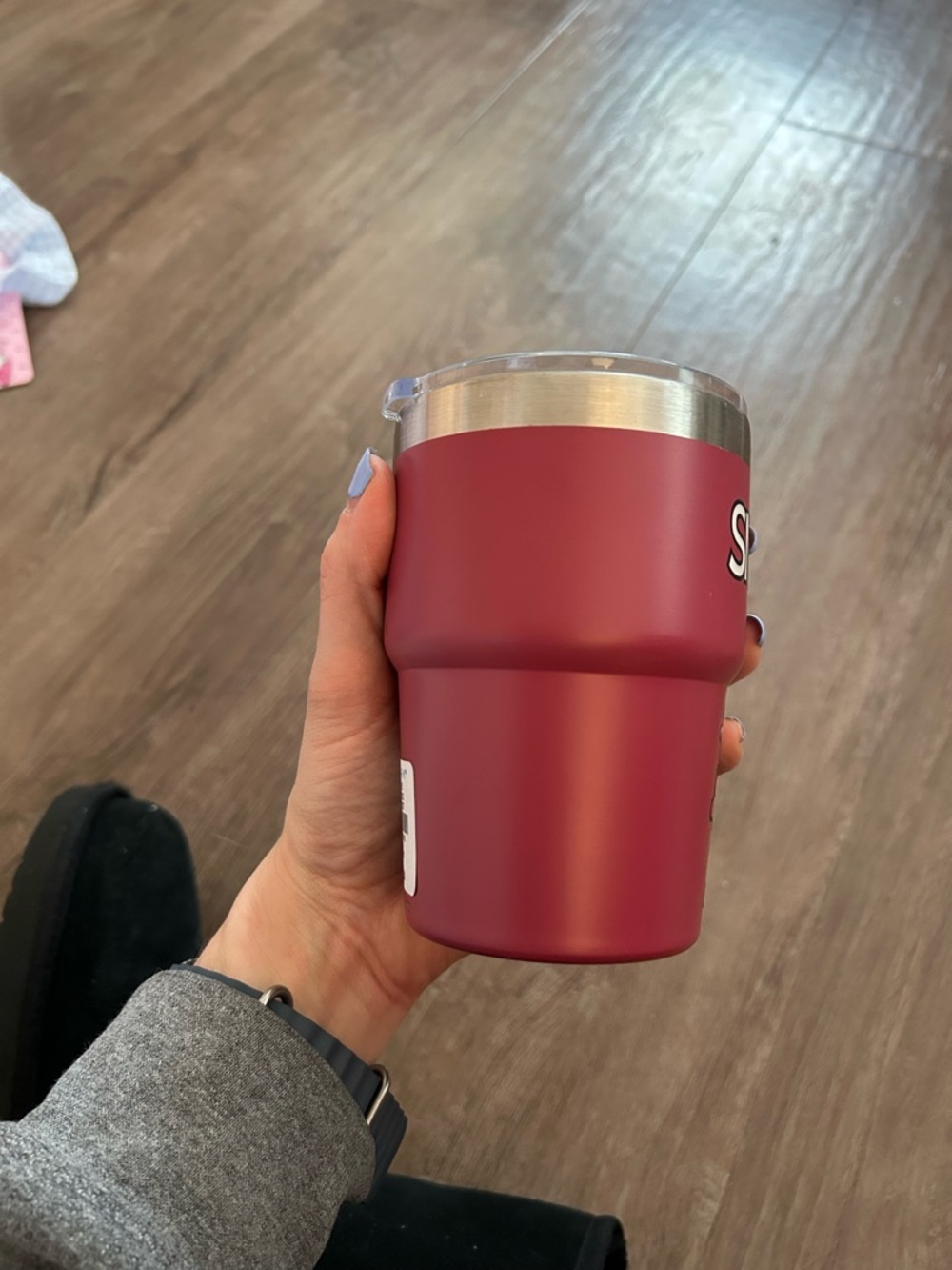NWT Snoopy Stainless Steel Tumbler - Burgundy with White Snoopy Graphic - Picture 2 of 3